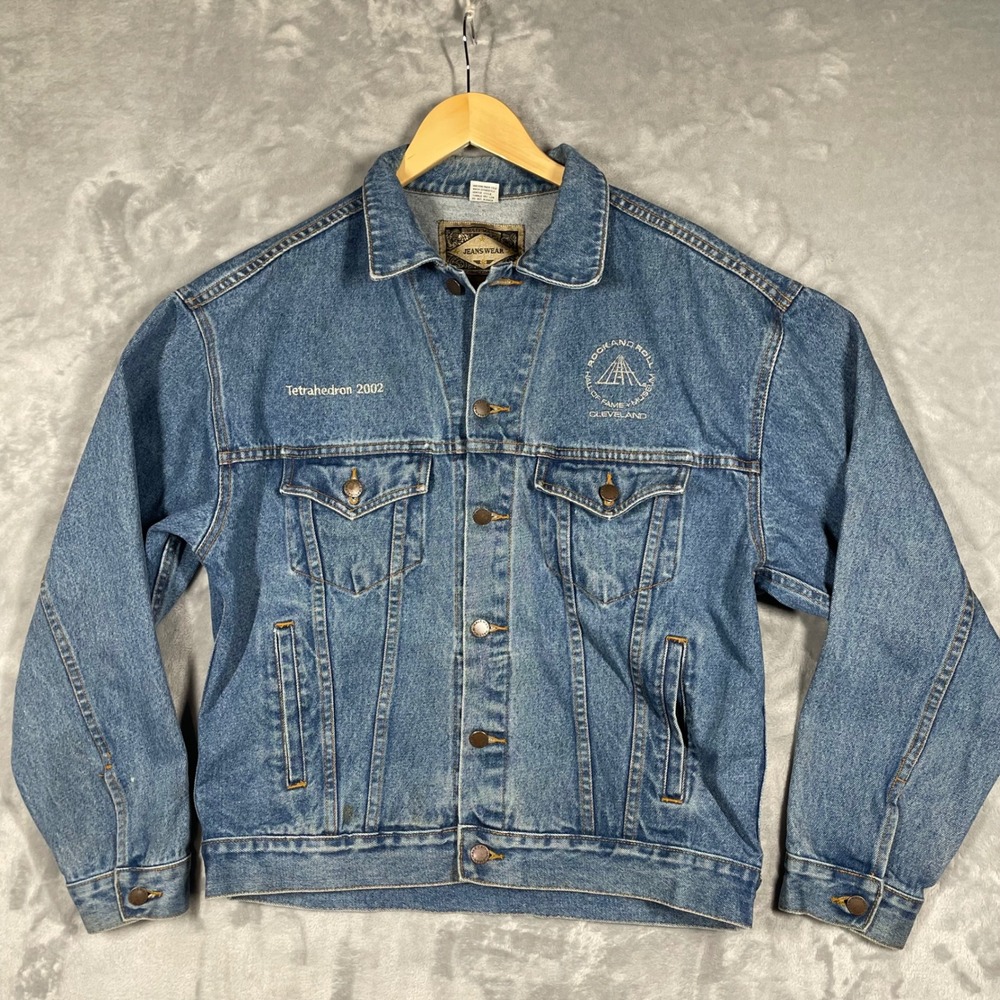 Vintage Halemanu Rock and Roll Hall of Fame Denim Jacket Tetrahedron 2002 Blue M